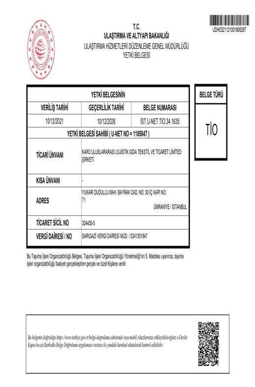 Karo Lojistik Uluslararası Lojistik Gıda Tekstil